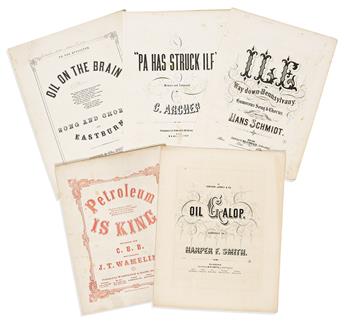 (OIL -- SHEET MUSIC.) Collection of a dozen printed scores to uncommon and amusing nineteenth-century petroleum-based polka,